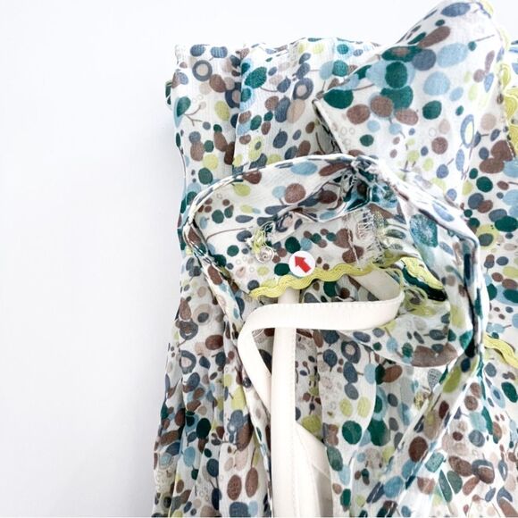 InWear Maxi Dress Sheer Ruffled Separate Lining RickRack Neck Detail Women's 12 - Picture 8 of 9